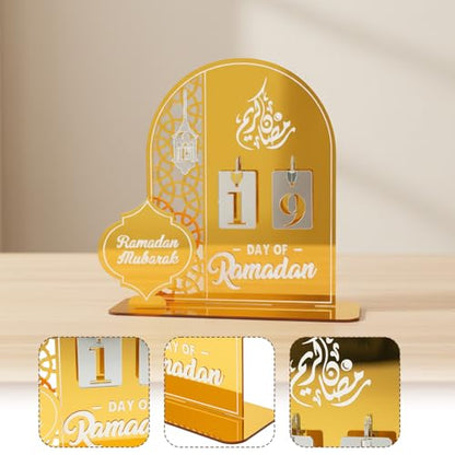 Ramadan Calendar, Golden Acrylic Ramadan Advent Calendar for Home Decor, Ramadan Good Deed Calendar for Kids Aged 14+, Ramadan Countdown Decorations, Ramadan Gift for Families