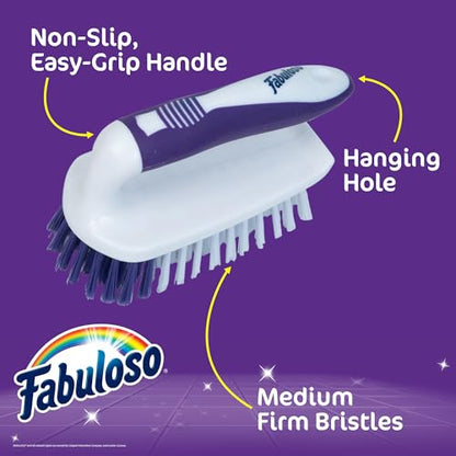 Fabuloso Compact Scrub Brush with Handle, White and Purple, 5.5 Inch - size: Scrub Brush w/ Handle