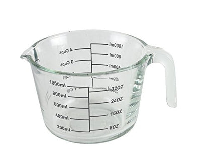 Farberware 4-Cup Borosilicate Glass Wet and Dry Measuring Cup with Oversized Measurements, Clear - style: 4-Cup