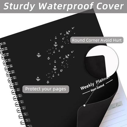 Undated Weekly Planner, Weekly Goals Notebook, A5 To Do List Planner, Habit Tracker Journal with Spiral Binding, 5.7 x 8.0 in, Black - color: Black- A5 Weekly Planner