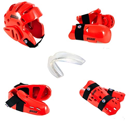 Lightning 8 Piece Deluxe Gear Set w/Shin Guards & Free Mouthpiece (Blue, Child Medium)