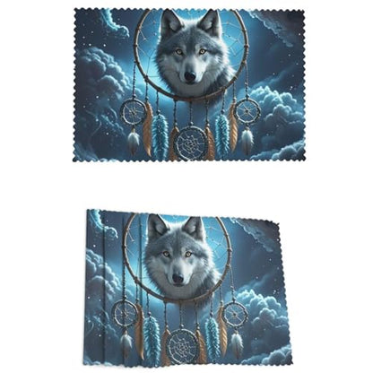 Placemats Set of 4 Heat Resistant 3D Wolf Dream Catcher Place mat for Dining Table Non-Slip Table Mats Desktop Protection Pad Washable Place Mats for Kitchen Dining Outdoor - color: 3d Wolf Dream Catcher