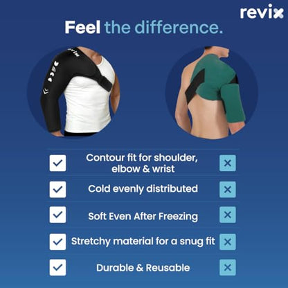 REVIX Arm Shoulder Ice Pack Rotator Cuff Cold Therapy, Reusable Ice Sleeve for Shoulder & Elbow Pain Relief, Gel Ice Packs for Pitchers, Volleyball Players, Athletes, Throwing Recovery, L - style: Large