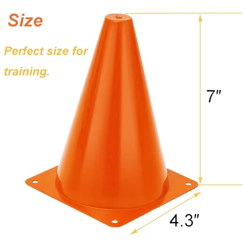 7 Inch Soccer Cones with Carry Bag,15 Pcs Sports Training Cones, Basketball Football Skating Drills Cones, Small Plastic Agility Marker Cone For Indoor and Outdoor Games,Orange Mini Traffic Cones