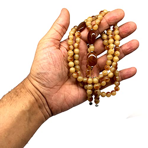 -8MM -99 Beads Necklace DHIKR TASBIH Collection- Imitation Acrylic Muslim Beads-Tesbih-Tasbih-Tasbeeh-Misbaha-Masbaha-Subha-Sebha (Honey-1) - color: Honey-1
