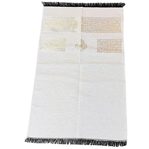 Muslim Prayer Rug, Prayer Mat, Special Turkish Prayer Mats, Prayer Rug for Muslim Man, Women, Kaaba Themed Janamaz for Salat, Namaz, 5 Time Prayers (White) - color: White