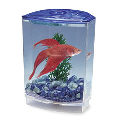 Penn-Plax Betta Bowfront Aquarium Tank Kit - color: Blue, size: 1 Chamber