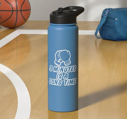 3 Minutes Is A Long Time Boxing Round Timer Training - Stainless Steel Insulated Water Bottle - color: Light Blue