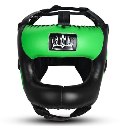 Full Face Boxing Headgear Boxing Sparring Men Women, a Complete Package for MMA and Kickboxing Trainees, Muay Thai Boxing Safety Head Guard - color: Green