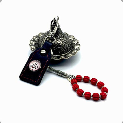 Keychain & Rosary Collection -Car Key Chain-Handbags Holder - color: 10 Mm-corrugated Red Beads