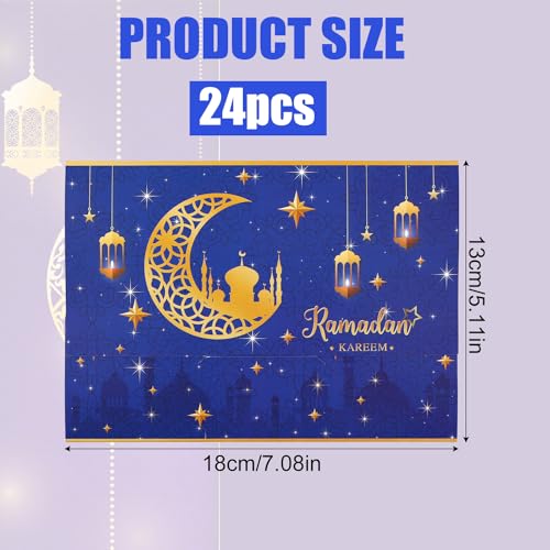 24pcs Eid Mubarak Money Envelopes, Ramadan Lucky Cash Envelope Eid Mubarak Envelopes Gift Card Money Holders for Ramadan Holiday Party Celebrations Decorations