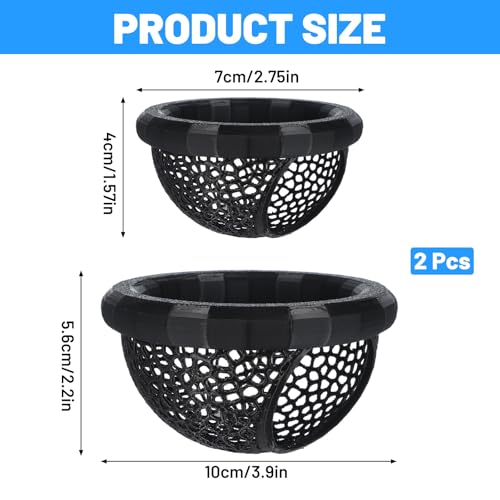 2Pcs Floating Betta Hammock & Shrimp Cave, 3D Printed Aquarium Decor with Feeding Ring in 2 Sizes, Betta Fish Hammock for Shrimp & Small Fish, Fishes Tank Accessories (Black)