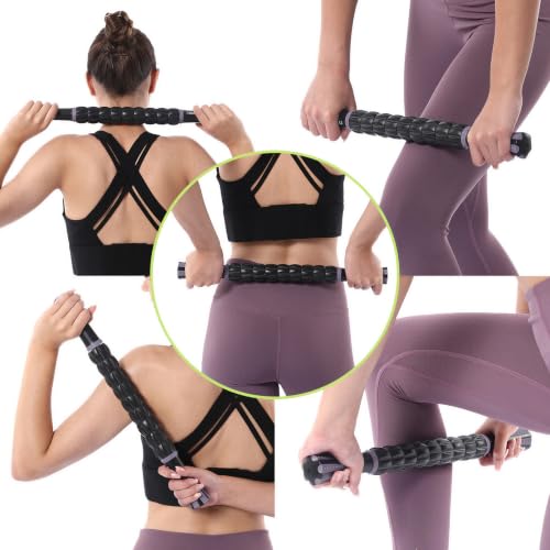 Muscle Roller Massage Roller Stick- (Dark Purple) | Lymphatic Drainage & Body Sculpting, Handheld Physical Therapy & Recovery Tool - color: Dark Purple