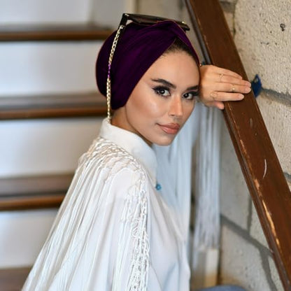 para life Knot Turbans for Women, Breathable Instant Turban|Standard Size Cotton|Pre-tied Scarf, Hijab Cap&Undercap - color: Plum