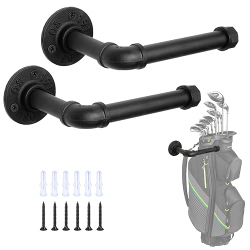 BiJun Wall Mount Golf Bag Storage Rack, Space Saving Garage Home Organizer | Fits All Golf Bags & Backpacks,80lbs Heavy Duty,Rust Resistant,Easy Wall Mount,for Garage Driving Range