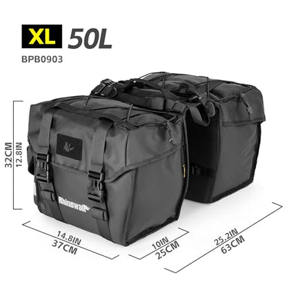 Rhinowalk Bike Pannier Bag for Bicycle Rear Rack Bag 22/40/50L Cycling Saddle Bag Luggage Storage Bag for Long Distance with Rain Cover - color: 50L