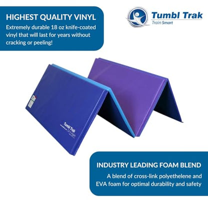 Tumbl Trak Gymnastics Folding Tumbling Panel Mat - color: Blueberry, size: 4'x8'x1.38"