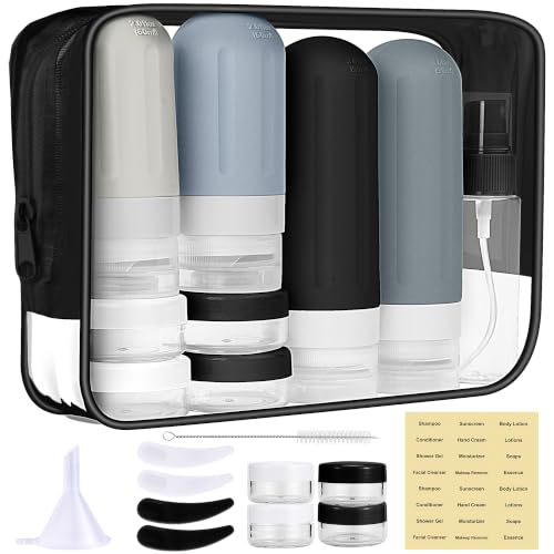 Travel Bottles for Toiletries 18Pack Containers Travel Size Toiletries - color: Black