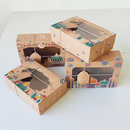 20pcs Ramadan Mubarak Candy Cake Box Bag Gift Packaging Favors Eid Mubarak Decorations Islam Muslim Party Supply