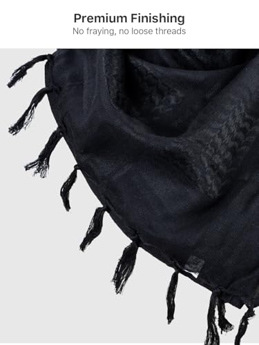 FREE SOLDIER Scarf Military Shemagh Tactical Desert Keffiyeh Head Neck Scarf Arab Wrap with Tassel for Men Women - color: Black