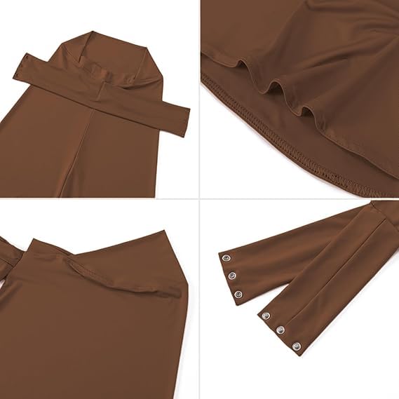AIBEARTY Women Fashion Instant Muslim Turban Hijab with Snap Fastener Breathable Headscarf Bonnet Cap Turban Hat Shawl - color: Modal Brown-3 Buttons