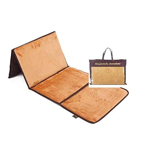 Mat Muslim Prayer Rug - Foldable with backrest (Yellow) - color: Yellow