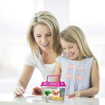 NOLITOY 4Pcs Mini Portable Fish Tank Turtle Box: Small Frog Habitat, Bug Cage Critter Keeper - Clear Reptile Enclosure Cricket Container Tarantula Breeding Box Travel Carrier for Beta Snails
