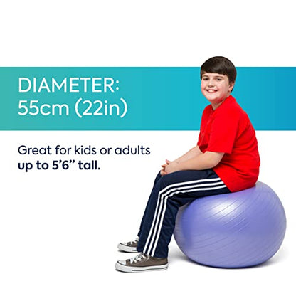 Bouncyband Balance Ball – Create Flexible Seating to Improve Focus at School, Office, or Home with This No-Roll Weighted Ball - color: Purple, size: Medium (Pack of 1)