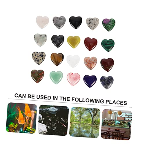 ORFOFE 20pcs Heart-Shaped Stone Adornments for Fish Tank Aquarium Crystal Stones Decorative Aquarium Landscape Decors Mixed Styles for Vibrant Underwater Scenes