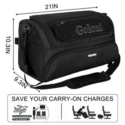 Goloni Gym Bag for Men & Women,40L Large 3 in 1 Sports Travel Duffel Bag with Shoes Compartment and Wet Pocket,Weekender Overnight Backpack,Black - color: Black