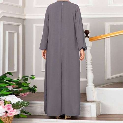 Ruziyoog Muslim Prayer Dress for Women Abaya Solid One-Piece Hoodie Abaya Dress Full Length Dresses Islamic Dubai Jilbab - color: Gray, size: XX-Large