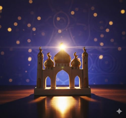 Hebdids Ramadan Eid Home Decorations for Home 2025 Gold and White Mosque Tower Islamic Eid Mubarak decore - style: Modern