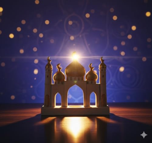 Hebdids Ramadan Eid Home Decorations for Home 2025 Gold and White Mosque Tower Islamic Eid Mubarak decore - style: Modern