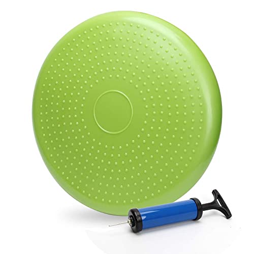 WIWAPLE Wiggle Seat, Inflatable Stability Balance Disc Wobble Cushion, Balance Disc Wiggle Seat, Flexible Seating Classroom with Free Air Pump Sensory Kids (Office & Home & School) - color: Green
