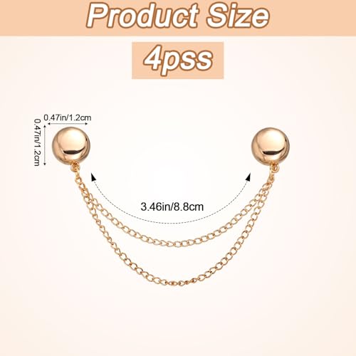 4pcs Magnetic Clothing Clips, Multi-Function Magnetic Button Clips Pinless Magnet Clothing Pins Clothing Accessories for Sleeves Skirts Dresses (Gold) - color: Gold