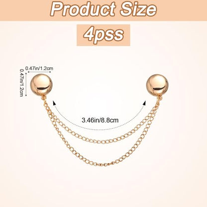 4pcs Magnetic Clothing Clips, Multi-Function Magnetic Button Clips Pinless Magnet Clothing Pins Clothing Accessories for Sleeves Skirts Dresses (Gold) - color: Gold