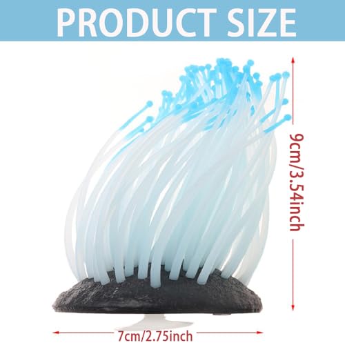 Fish Tank Decorations, Artificial Sea Anemone Aquarium Décor for Fish Tank, Silicone Coral Plant with Glowing Effect, Vivid Aquarium Plants for Betta Fish Tank Accessories Underwater
