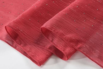 OurLore Chiffon Shawls Wraps for Women Sheer Glitter Scarf Sparkly Rhinestones Shoulder Sarong Cover Up Hijab for Wedding - color: Wine Red