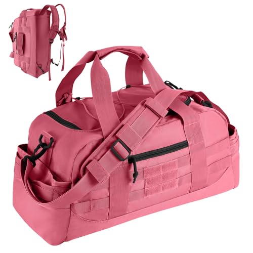 Hannibal Tactical 35L Large Duffle Bag, 3-in-1 Tactical Backpack MOLLE Pack for Sports/Gym/Outdoor, Pink - color: Pink