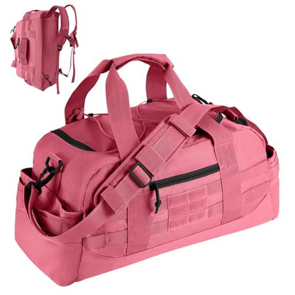 Hannibal Tactical 35L Large Duffle Bag, 3-in-1 Tactical Backpack MOLLE Pack for Sports/Gym/Outdoor, Pink - color: Pink
