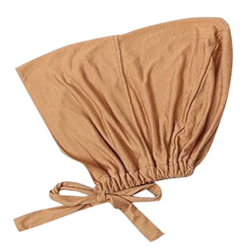 Chiffon Hijab with Undercap Fashion Solid Color Chiffon Head Wraps Under Scarf Caps Muslim Fashion Bandage - color: Orange