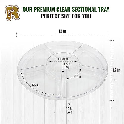 R-kay 4 Pack, 6 Sectional Clear Plastic Serving Trays For Party - Heavy Duty Party Trays For Serving Food - 12 Inch Trays And Platters - Veggie Tray Platter/Divided Serving Tray - color: Clear