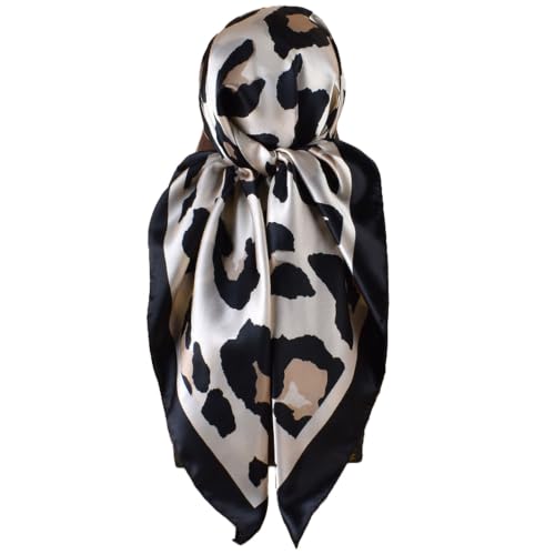 Head Scarf Hair Neck Scarves for Women Purse Bag Scarfs for Handbag Silky Satin Square Headscarf Fashion Hair Bandanas - color: Black White 2