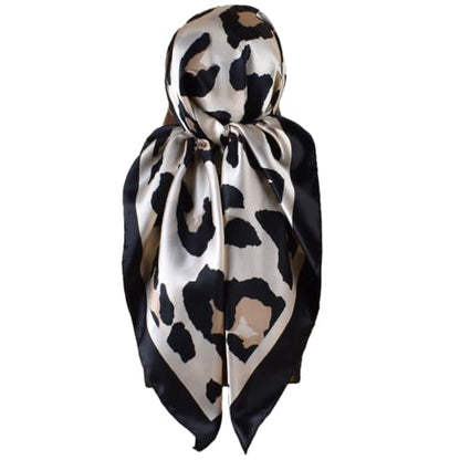 Head Scarf Hair Neck Scarves for Women Purse Bag Scarfs for Handbag Silky Satin Square Headscarf Fashion Hair Bandanas - color: Black White 2