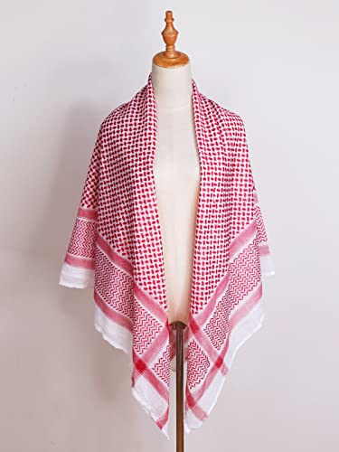 JPXH Arab Tactical Desert Headwear Muslim Palestinian Scarf Men's Halloween Costume Accessories - color: Red1