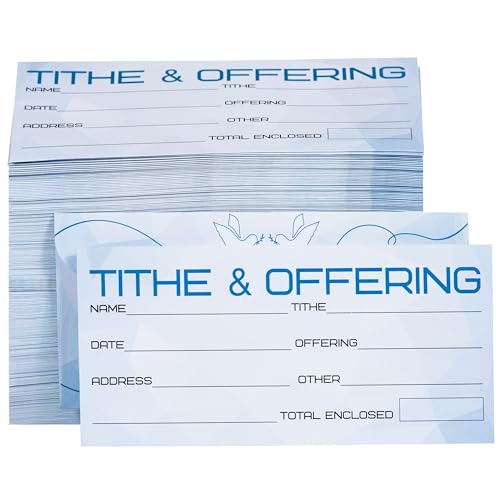 Tithe and Offering Envelopes for Church Donations, 200 Count 6.3 x 3.1 Inch Card Paper Envelopes for Cash, Checks, Weekly Tithes, Sunday Services and Ministries