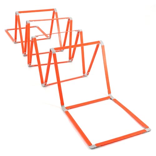 10 Rung Agility Ladder, Multi-Use Speed Training Ladder Foldable Agility Hurdles, Portable Orange Hurdles for Soccer Football Basketball Track Indoor Outdoor