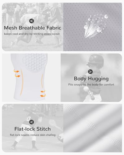 Runhit Youth Baseball Chest Protector Softball Lacrosse Football Padded Compression Shirt Heart Guard Sternum Protection - color: Gray, size: Small