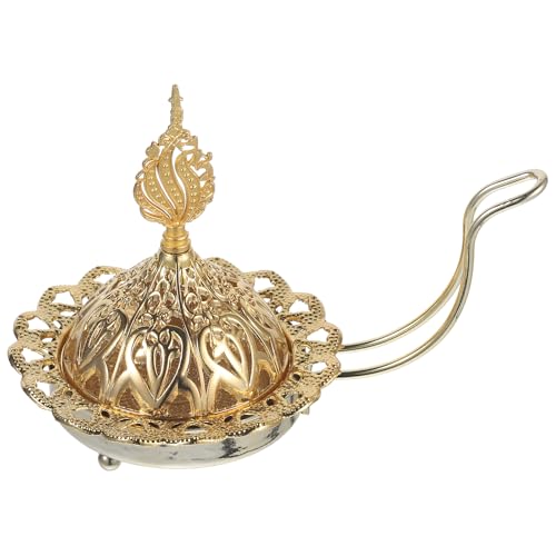 Vintage Arabic Incense Burner, Metal Incense Oud Burner Bakhoor Arabian Diffuser Frankincense Cone Charcoal - Stove Cover and Stove Bowl - Home Decoration Gold