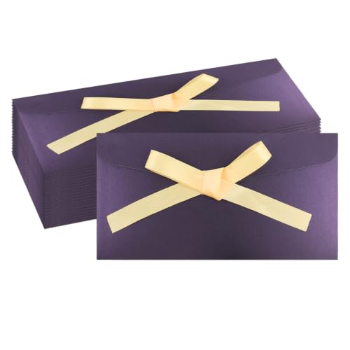 20 Pack Gift Card Envelopeswith Bow Tie Closure 8.66 x 4.33 Inch - color: Deep Purple